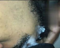 His face gets soaked with her creamy cum while licking her pussy