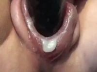 Toying her creamy pumped up swollen pussy