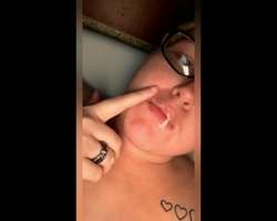 SSBBW finger fucks her wet pussy and smears her creamy cum on her lips