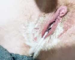 Up close creamy creamy and pasty dildo masturbation