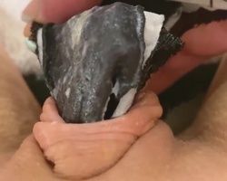 Up close solo clip of chick showing off her stained unwashed dirty panties