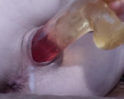 Solo vid of horny girl slamming her dildo down her tight dripping pussy
